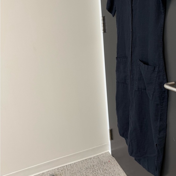 James Perse M GUC/EUC linen deep navy full length dress shirt dress - Picture 15 of 15